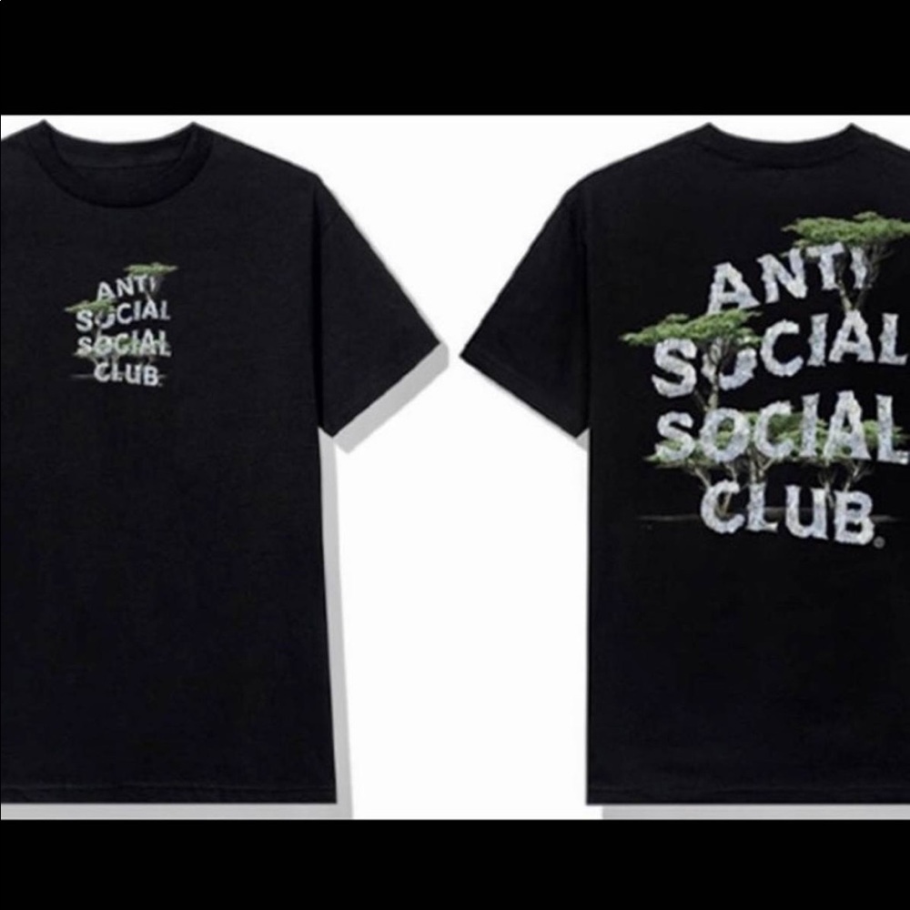 Anti Social Social Club Black Tee with Bonsai Tree